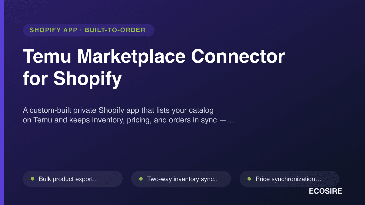 Temu Marketplace Connector for Shopify