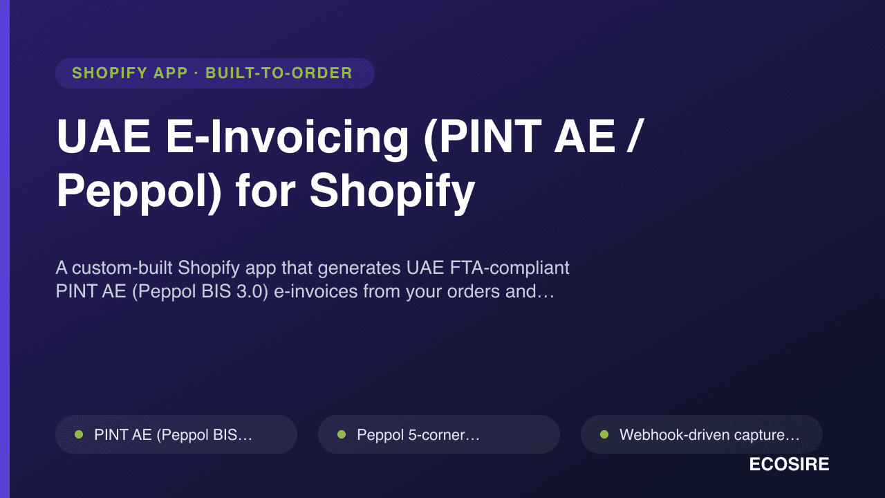 UAE E-Invoicing (PINT AE / Peppol) for Shopify