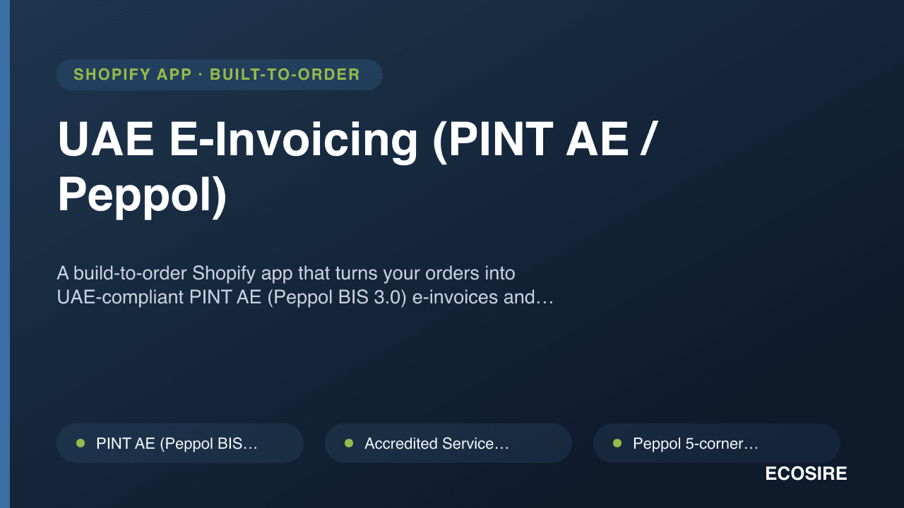UAE E-Invoicing (PINT AE / Peppol)