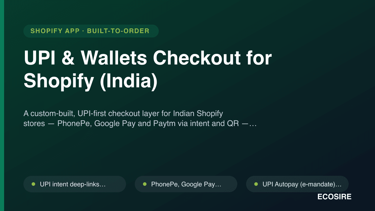 UPI & Wallets Checkout for Shopify (India)