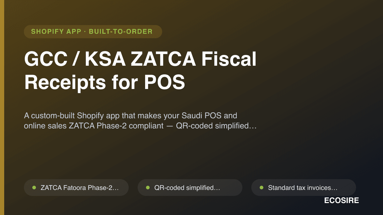 GCC / KSA ZATCA Fiscal Receipts for POS