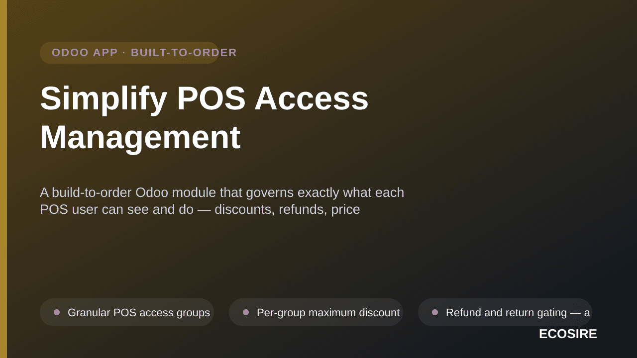Simplify POS Access Management — A build-to-order Odoo module that governs exactly what each POS user can see and do — discou — Image 1 of 3