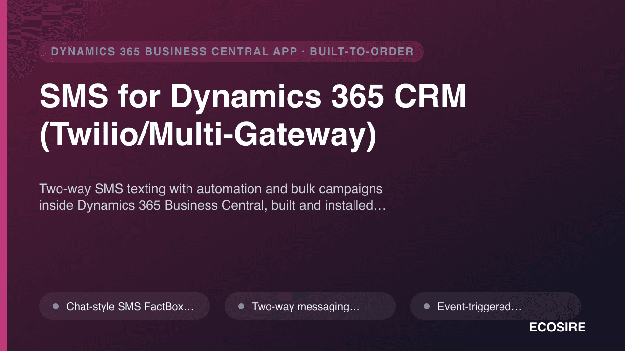 SMS for Dynamics 365 CRM (Twilio/Multi-Gateway)