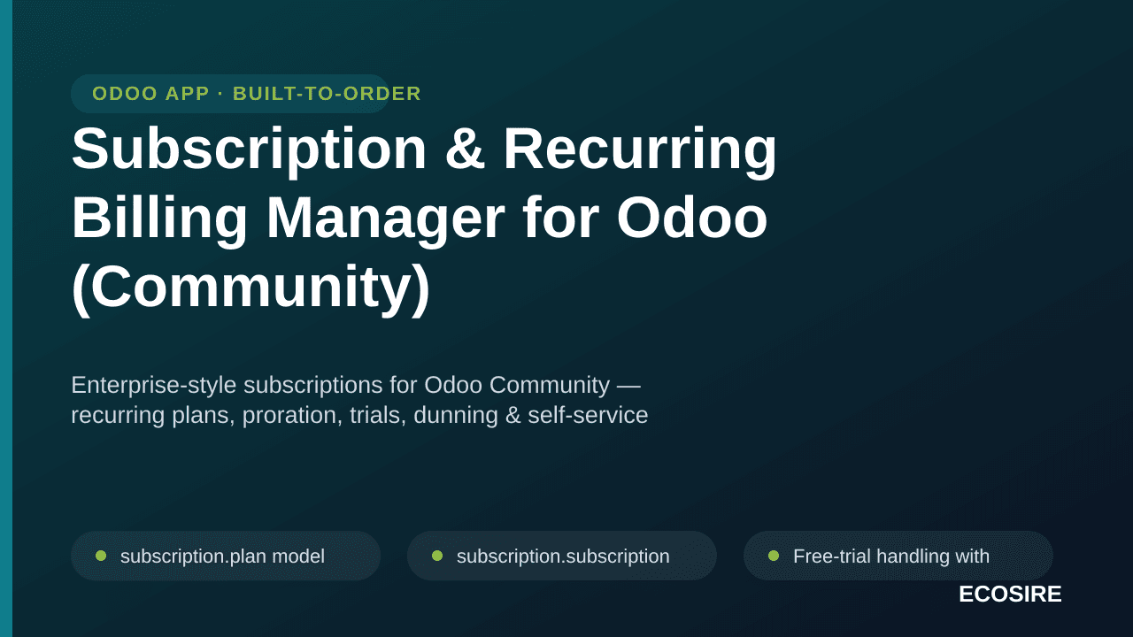Subscription & Recurring Billing Manager for Odoo (Community) — Enterprise-style subscriptions for Odoo Community — recurring — Image 1 of 3