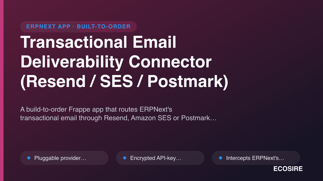Transactional Email Deliverability Connector (Resend / SES / Postmark)