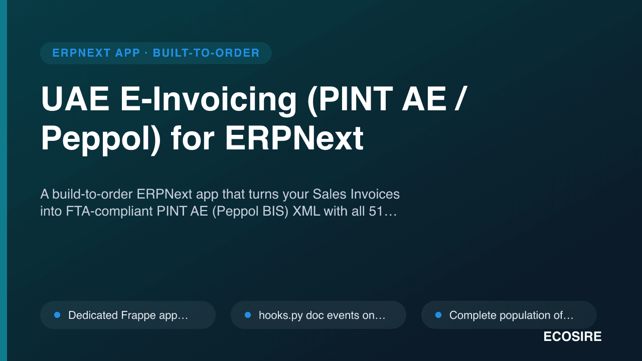 UAE E-Invoicing (PINT AE / Peppol) for ERPNext