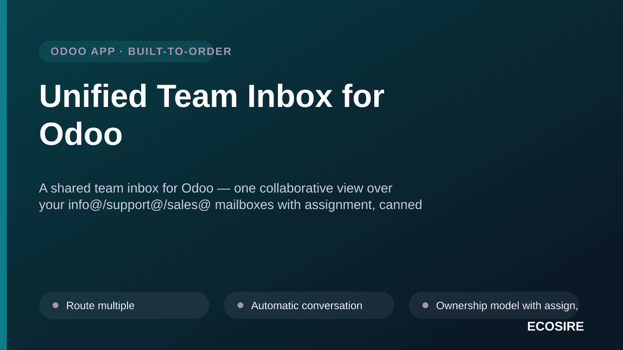 Unified Team Inbox for Odoo — A shared team inbox for Odoo — one collaborative view over your info@/support@/sales@ mailboxes — Image 1 of 3