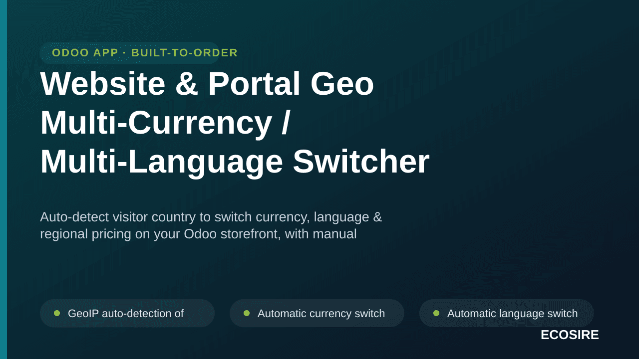 Website & Portal Geo Multi-Currency / Multi-Language Switcher for Odoo — Auto-detect visitor country to switch currency, lang — Image 1 of 3