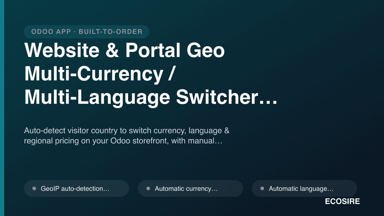 Website & Portal Geo Multi-Currency / Multi-Language Switcher for Odoo