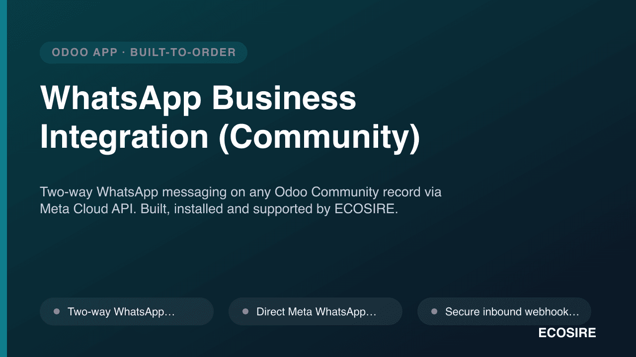 WhatsApp Business Integration (Community) — Two-way WhatsApp messaging on any Odoo Community record via Meta Cloud API