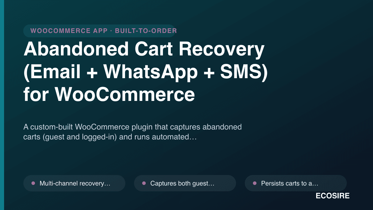 Abandoned Cart Recovery (Email + WhatsApp + SMS) for WooCommerce
