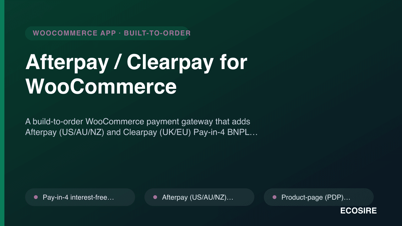 Afterpay / Clearpay for WooCommerce
