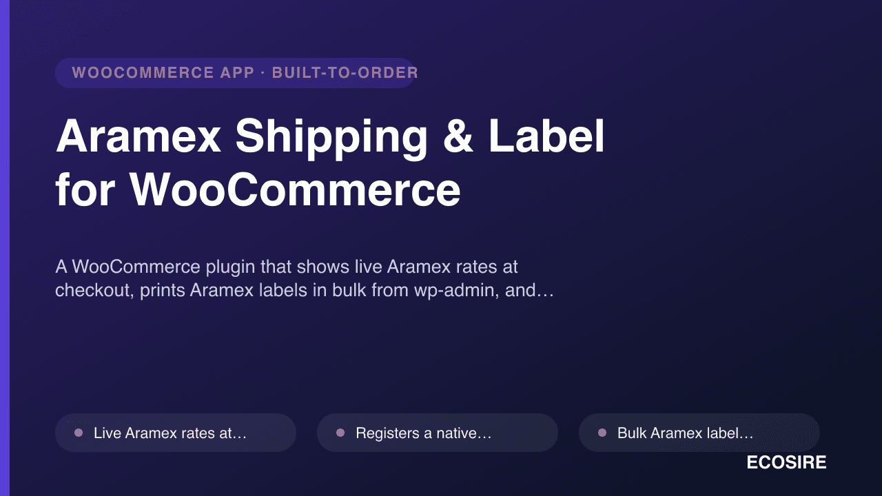 Aramex Shipping & Label for WooCommerce
