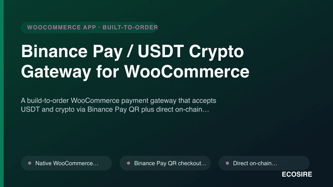 Binance Pay / USDT Crypto Gateway for WooCommerce