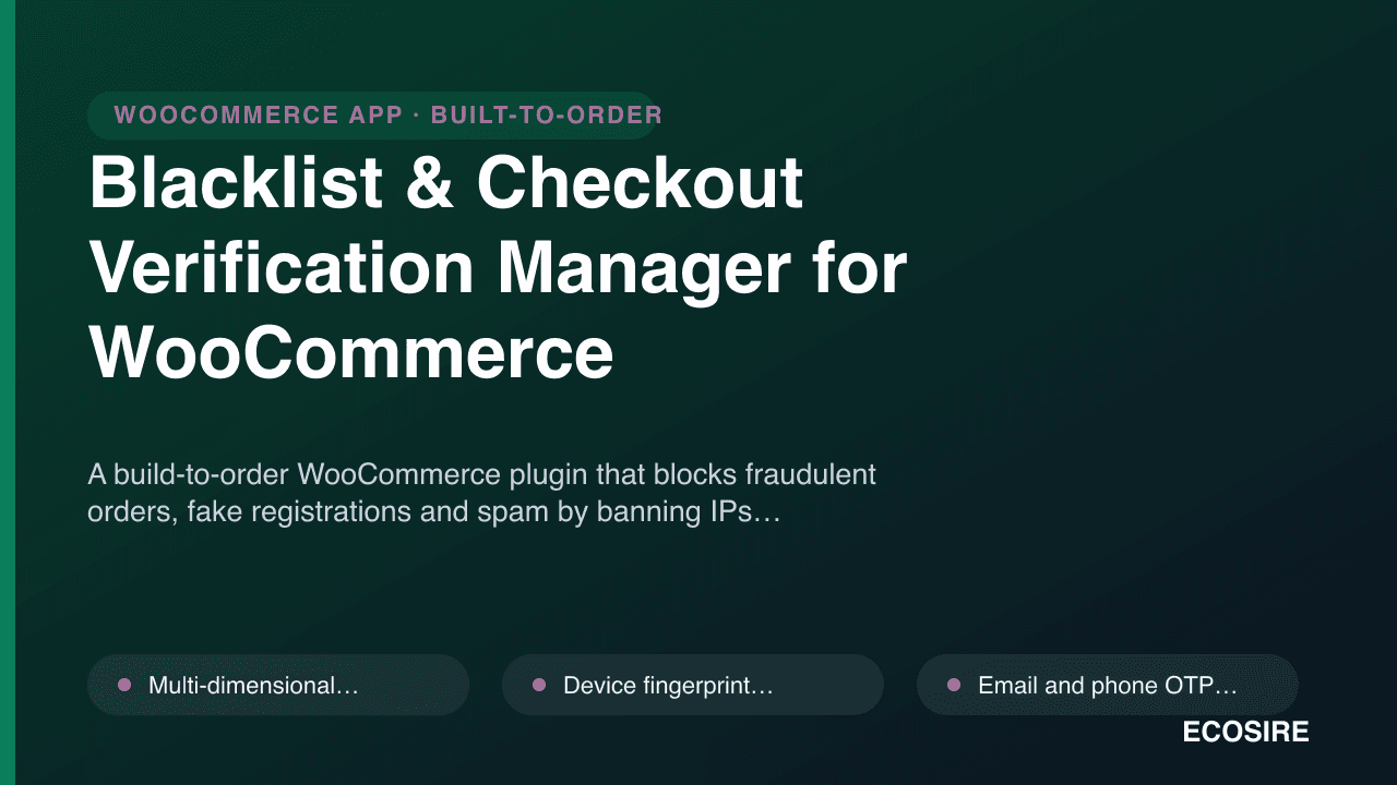 Blacklist & Checkout Verification Manager for WooCommerce