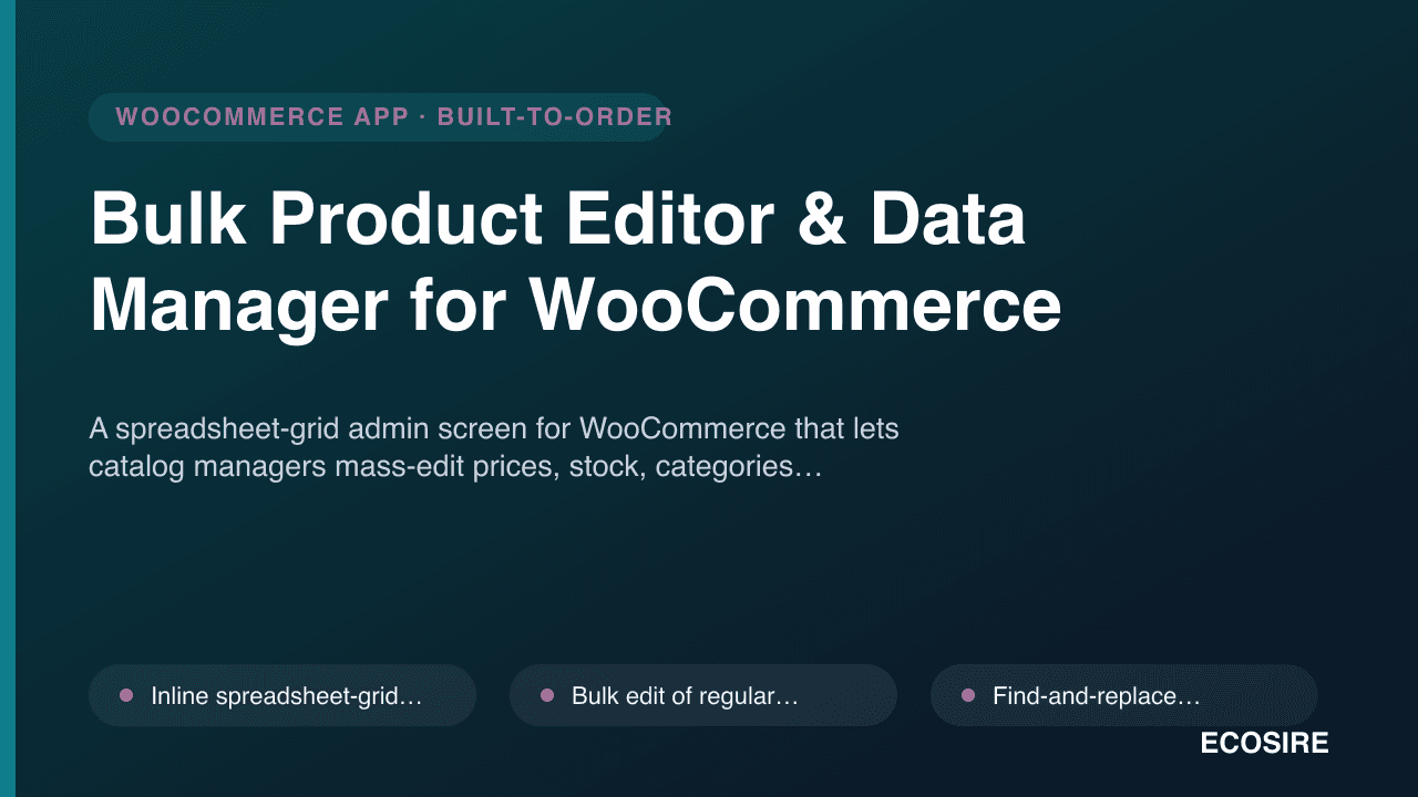 Bulk Product Editor & Data Manager for WooCommerce
