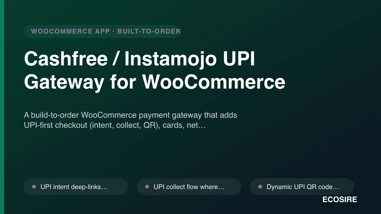 Cashfree / Instamojo UPI Gateway for WooCommerce