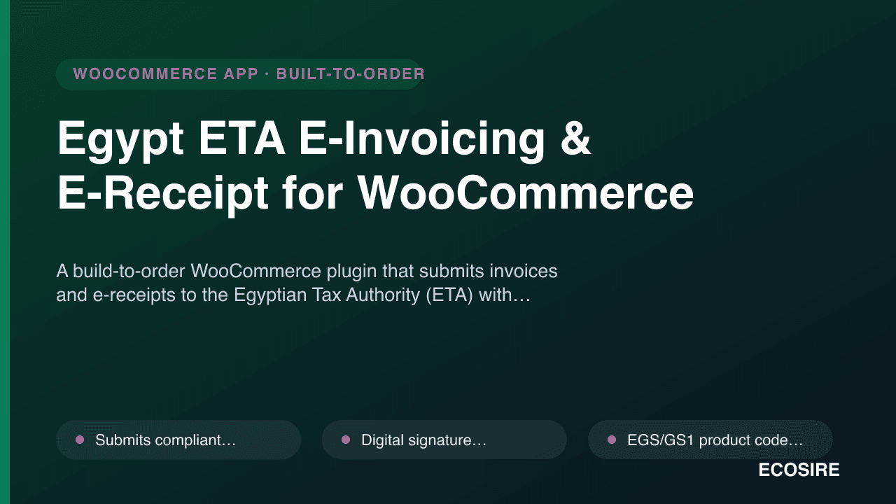 Egypt ETA E-Invoicing & E-Receipt for WooCommerce