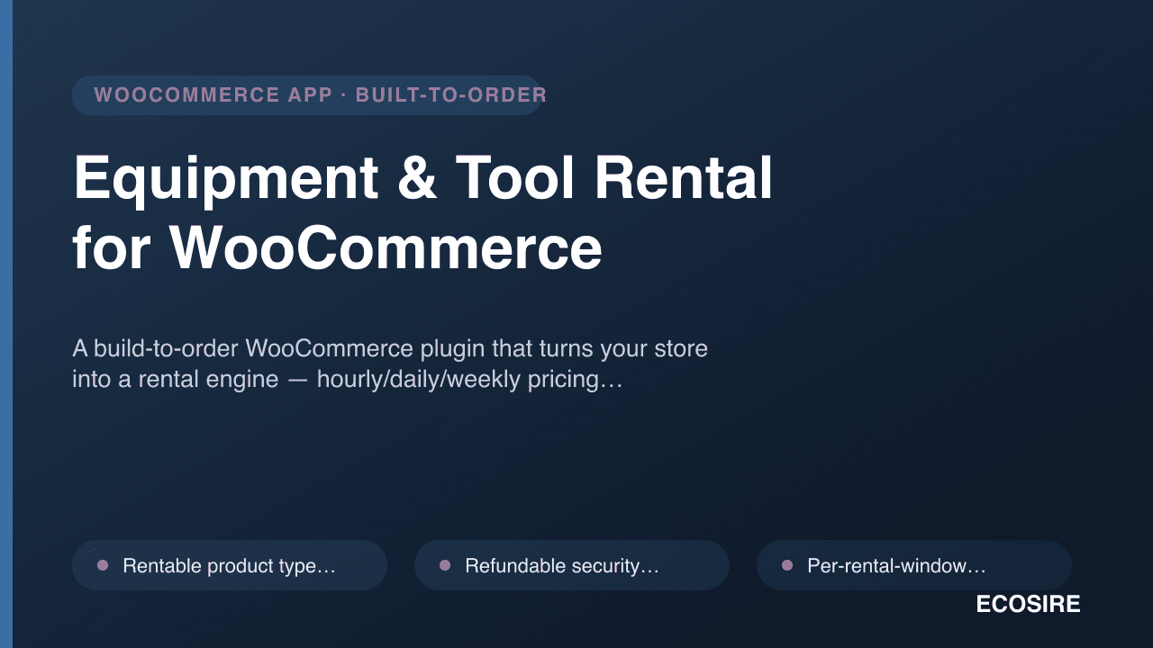 Equipment & Tool Rental for WooCommerce