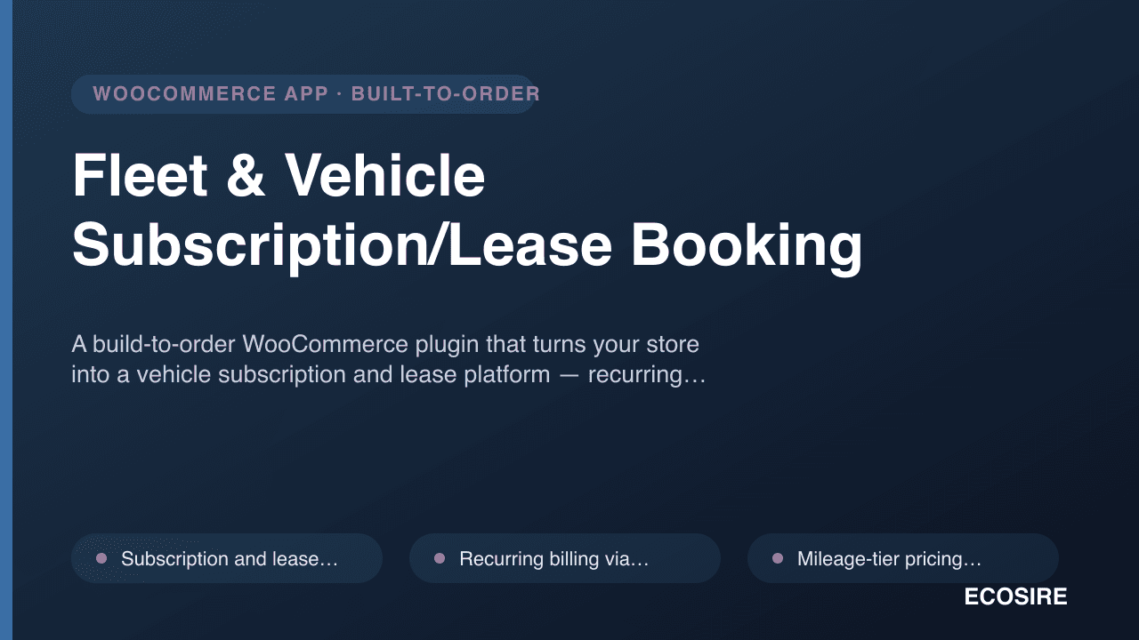 Fleet & Vehicle Subscription/Lease Booking