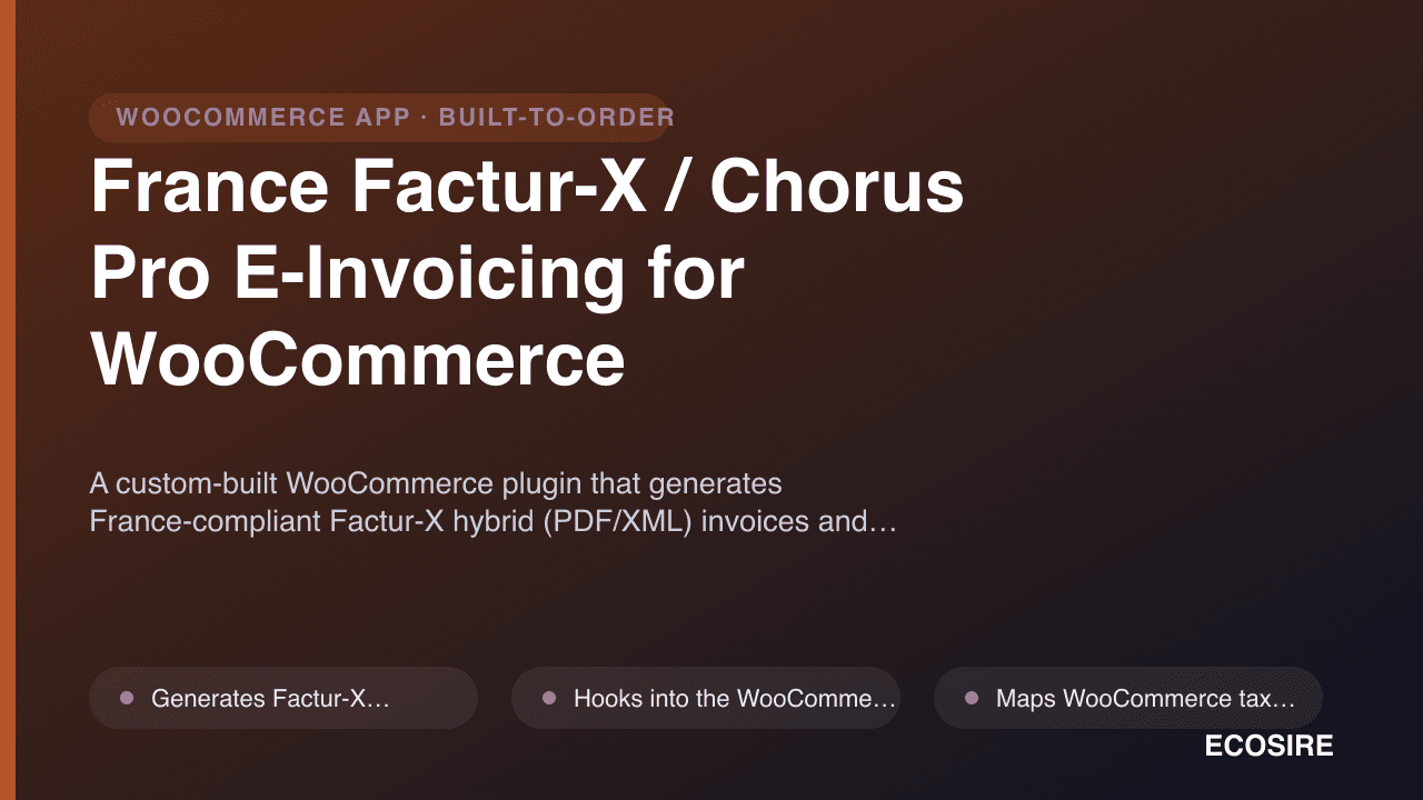 France Factur-X / Chorus Pro E-Invoicing for WooCommerce