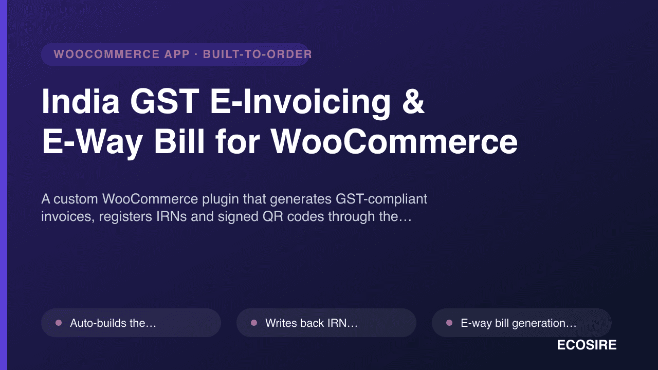 India GST E-Invoicing & E-Way Bill for WooCommerce