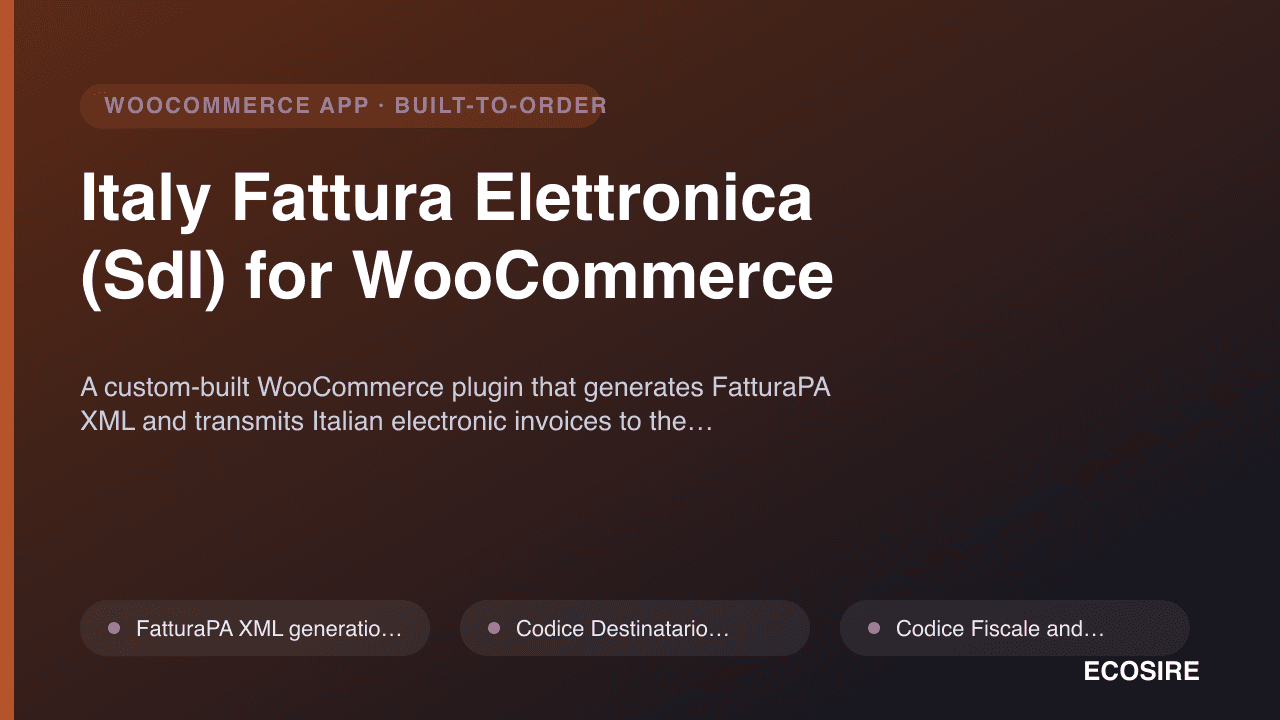 Italy Fattura Elettronica (SdI) for WooCommerce
