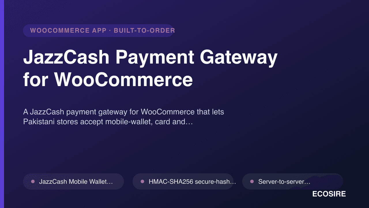 JazzCash Payment Gateway for WooCommerce