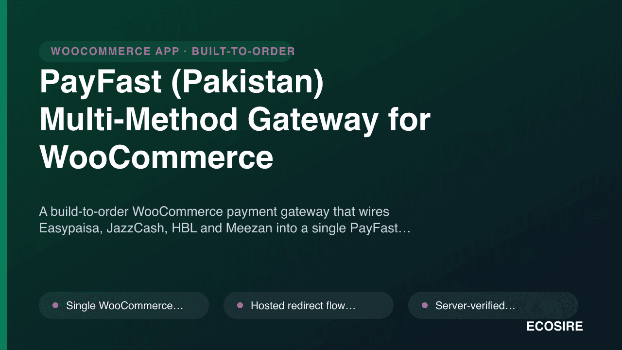 PayFast (Pakistan) Multi-Method Gateway for WooCommerce
