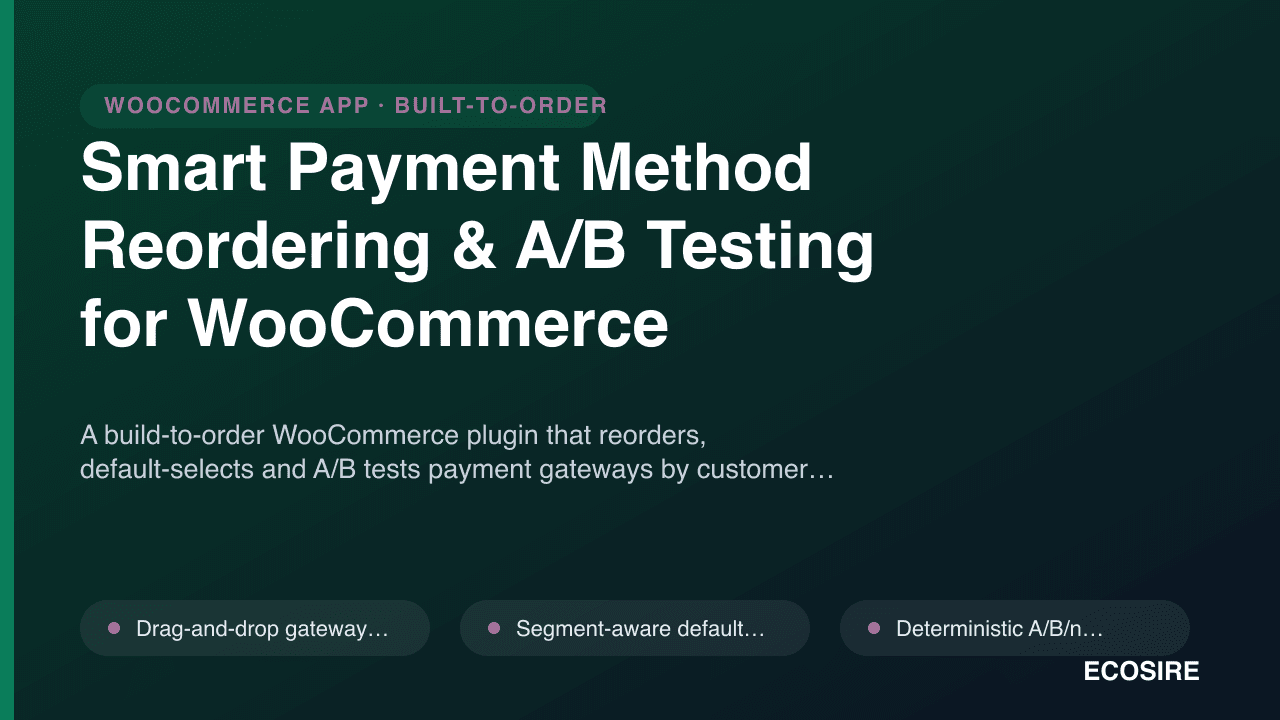 Smart Payment Method Reordering & A/B Testing for WooCommerce