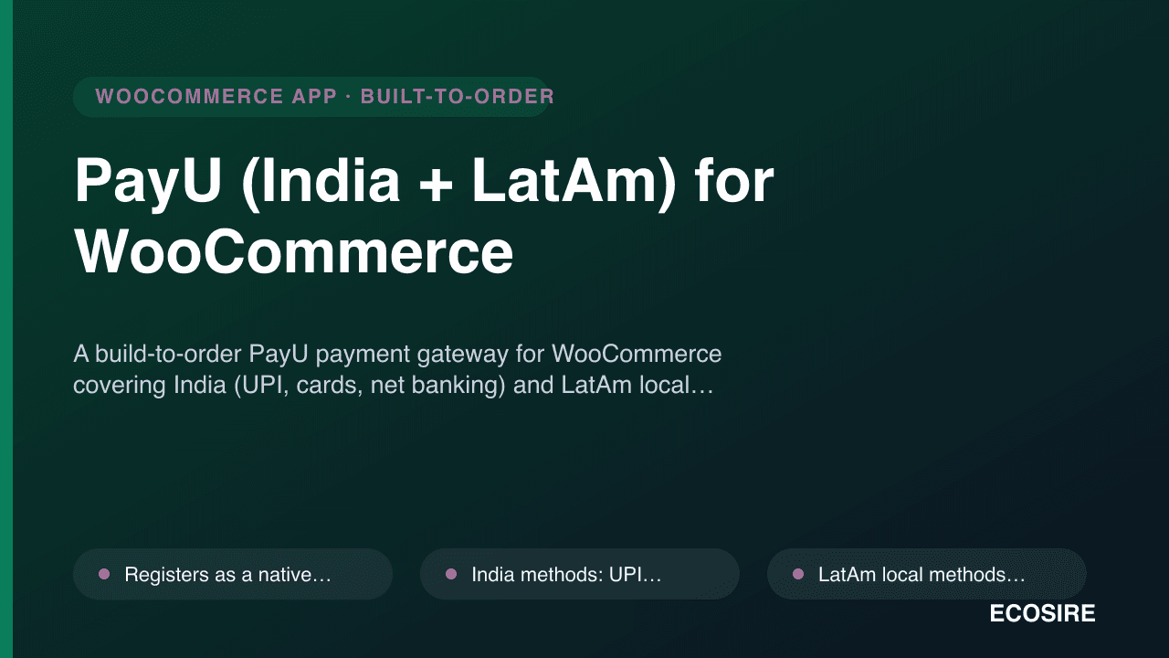 PayU (India + LatAm) for WooCommerce