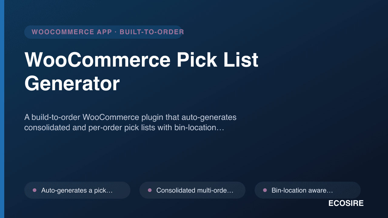 WooCommerce Pick List Generator