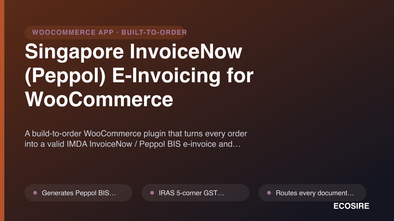 Singapore InvoiceNow (Peppol) E-Invoicing for WooCommerce