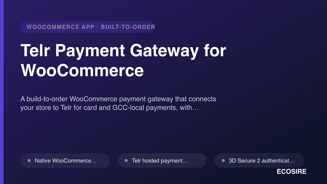 Telr Payment Gateway for WooCommerce