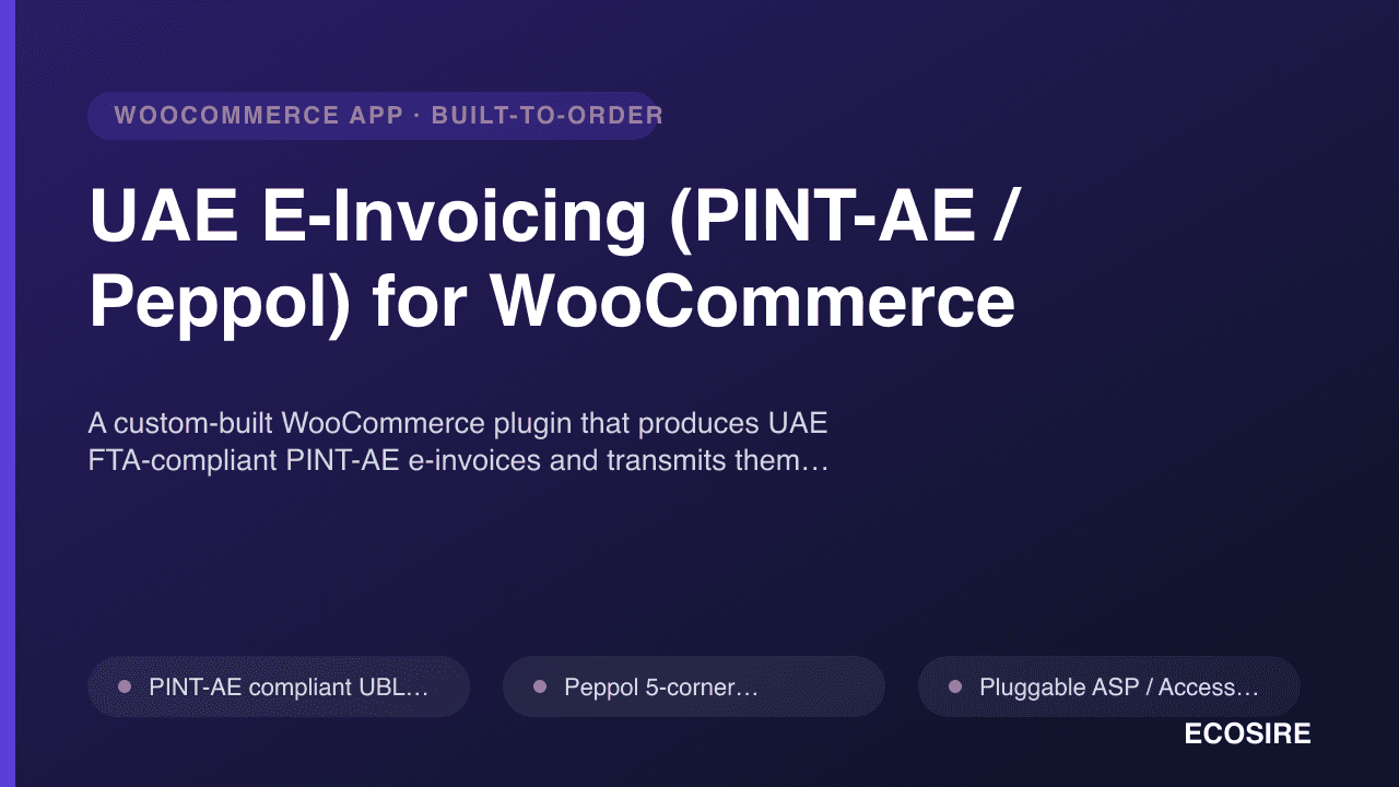 UAE E-Invoicing (PINT-AE / Peppol) for WooCommerce