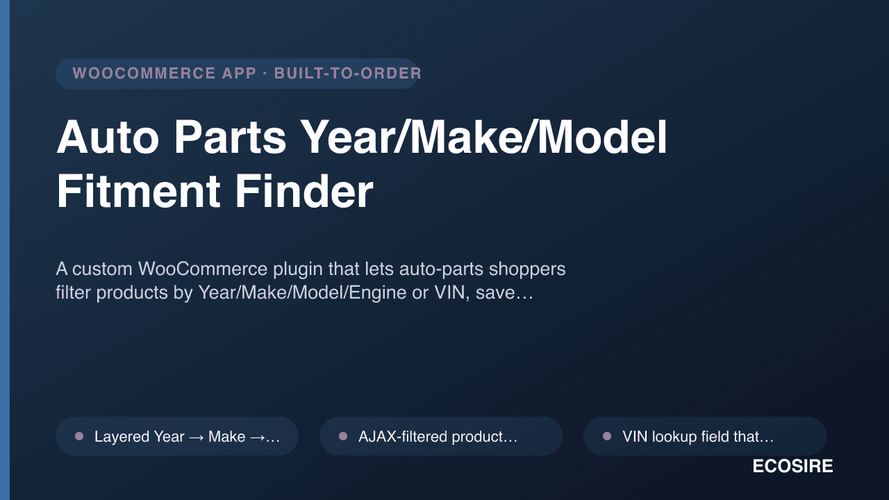 Auto Parts Year/Make/Model Fitment Finder