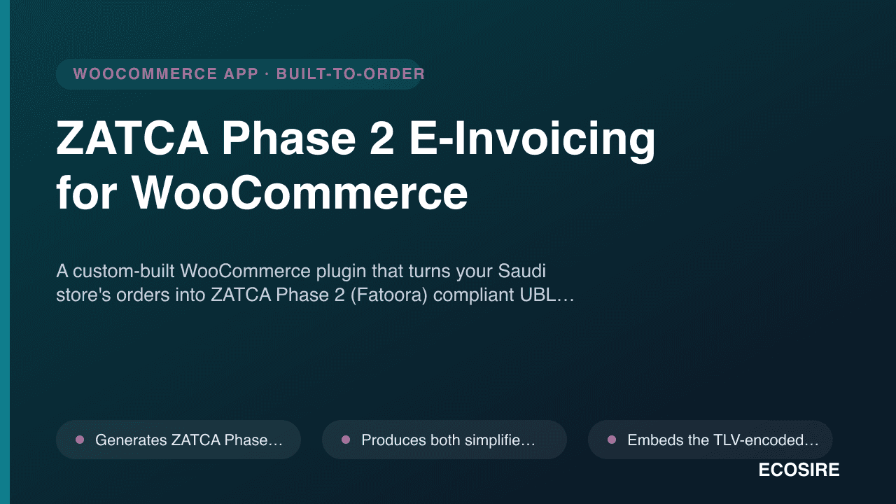 ZATCA Phase 2 E-Invoicing for WooCommerce