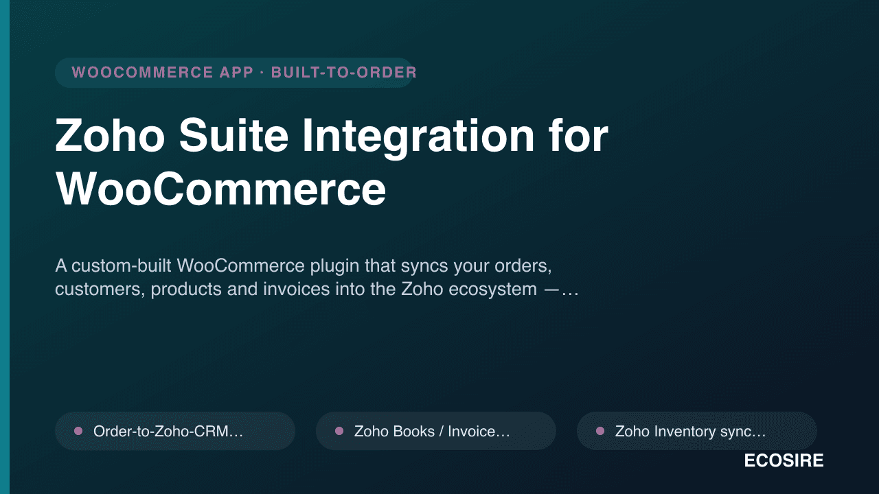 Zoho Suite Integration for WooCommerce