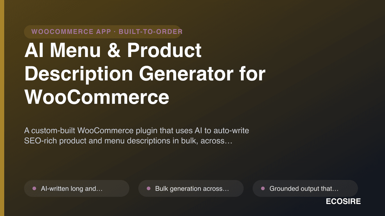 AI Menu & Product Description Generator for WooCommerce