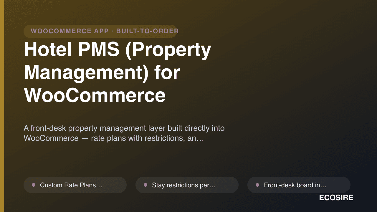 Hotel PMS (Property Management) for WooCommerce