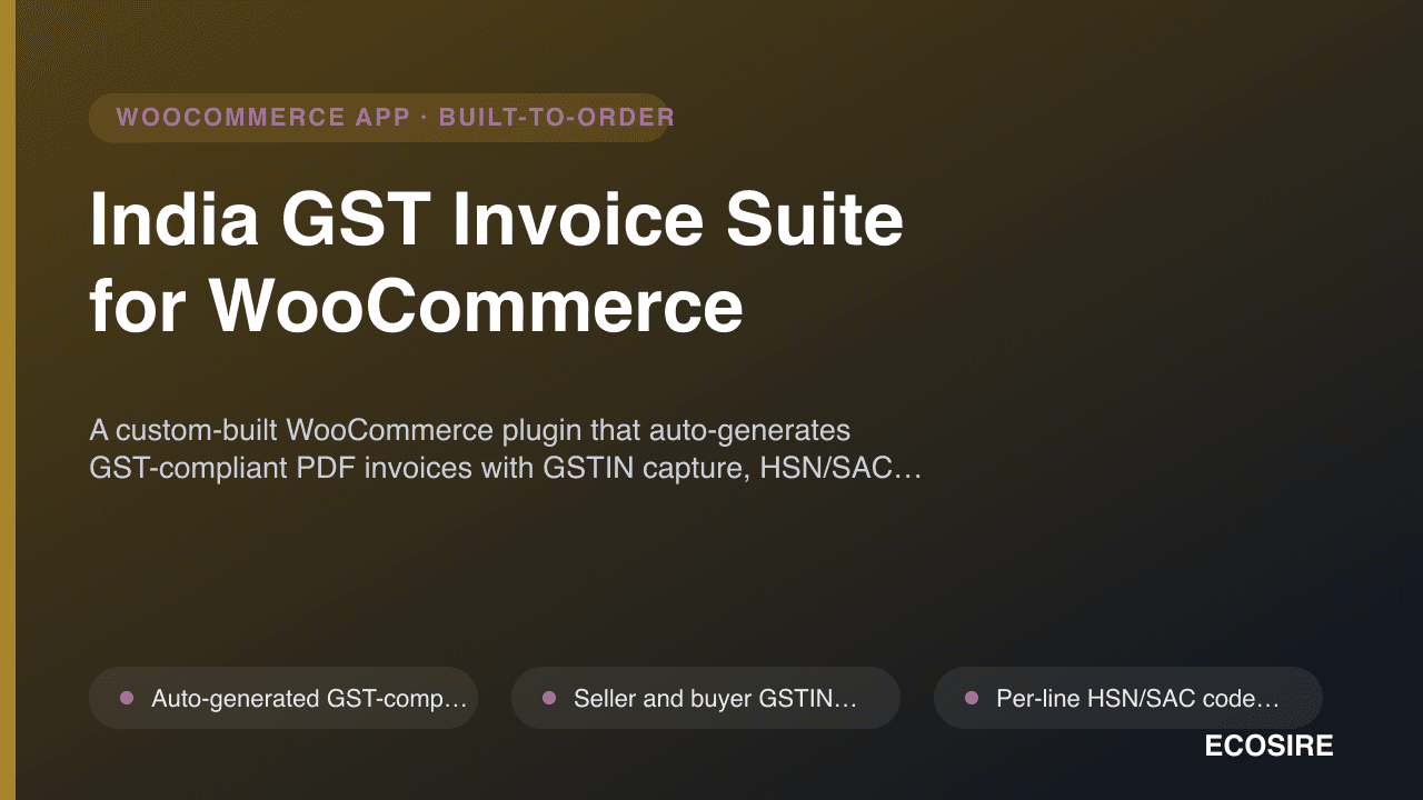 India GST Invoice Suite for WooCommerce