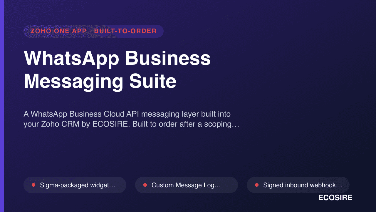 WhatsApp Business Messaging Suite — A WhatsApp Business Cloud API messaging layer built into your Zoho CRM by ECOSIRE