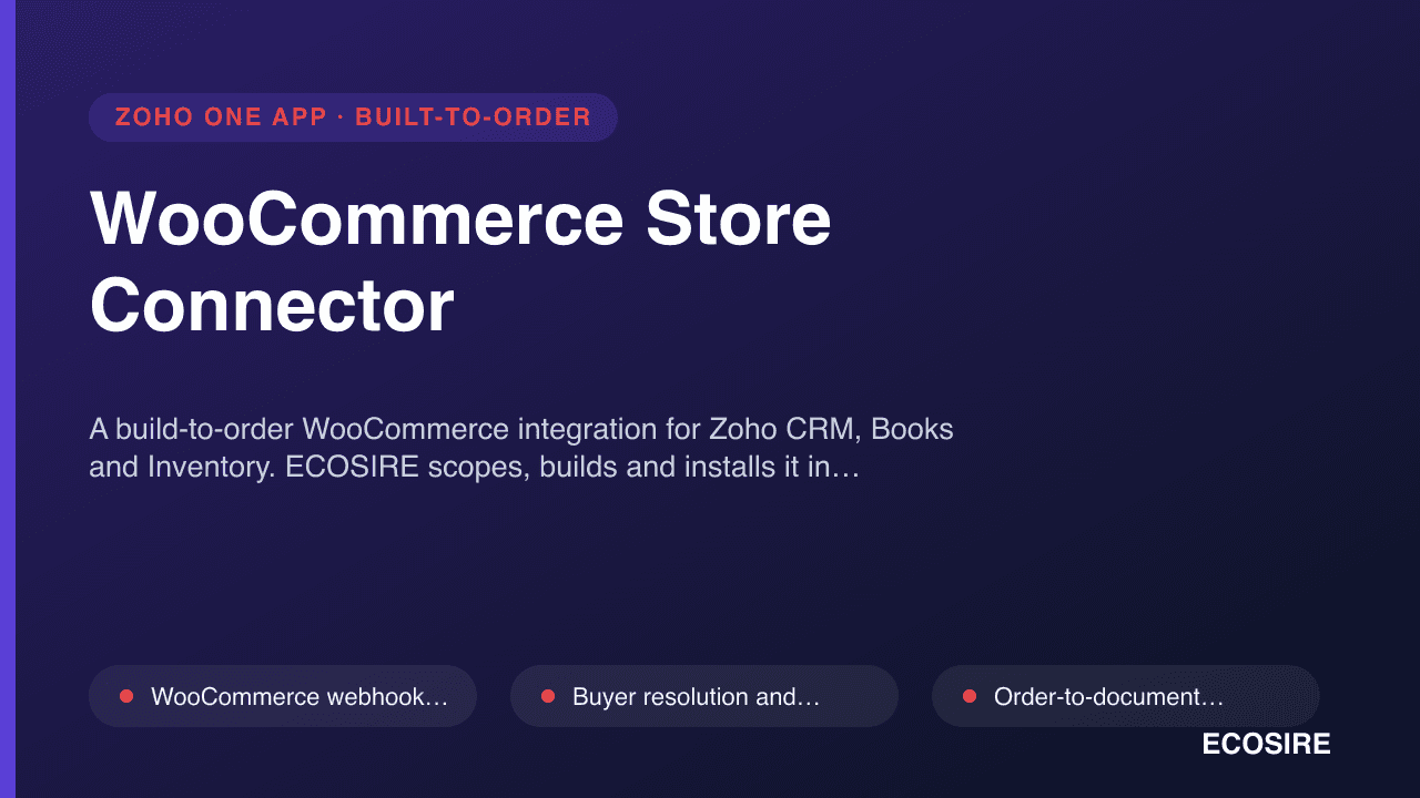 WooCommerce Store Connector — A build-to-order WooCommerce integration for Zoho CRM, Books and Inventory