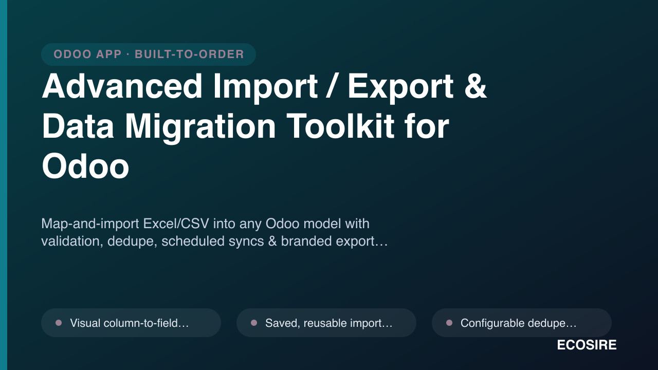 Advanced Import / Export & Data Migration Toolkit for Odoo