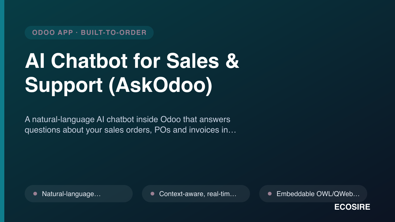 AI Chatbot for Sales & Support (AskOdoo) — SaaS Tools Module for Odoo