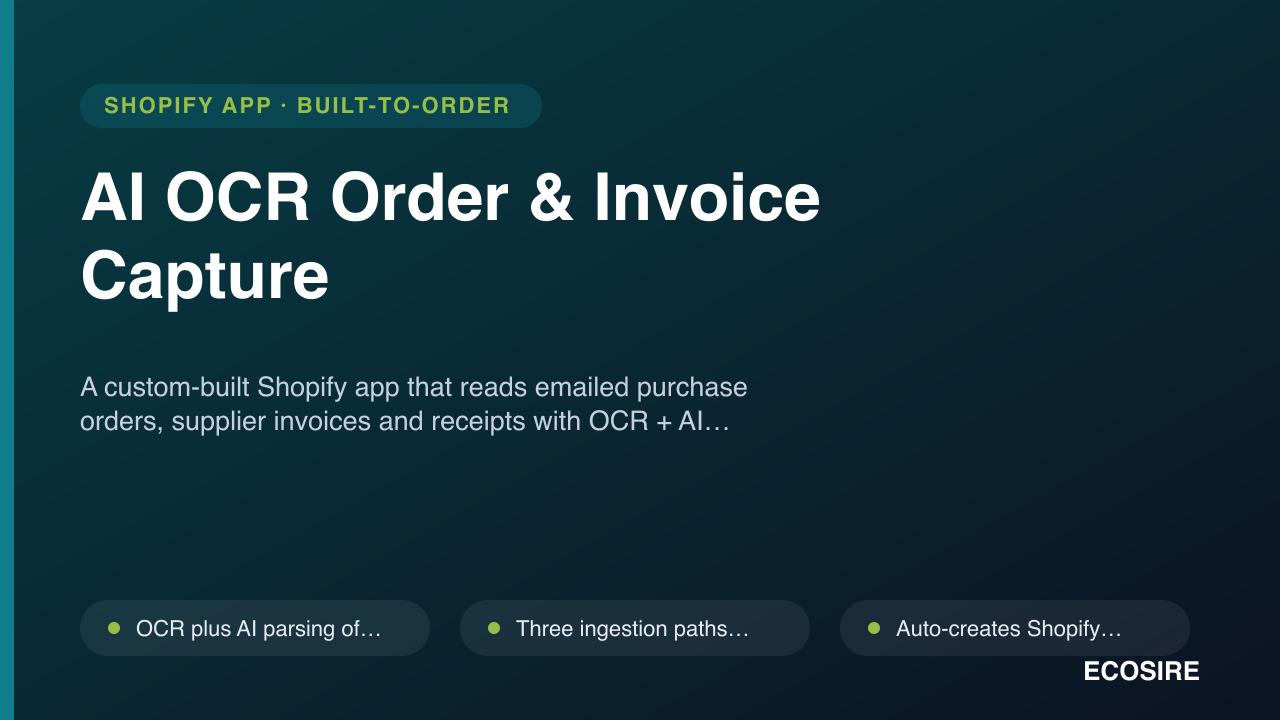 AI OCR Order & Invoice Capture — SaaS Tools Module for Shopify