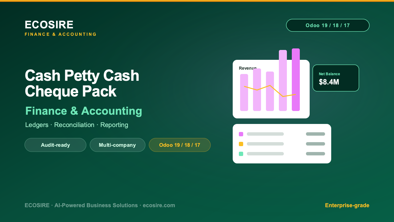 Cheque Pack Cash, Petty Cash & Cheque Printing Pack — Module for Odoo