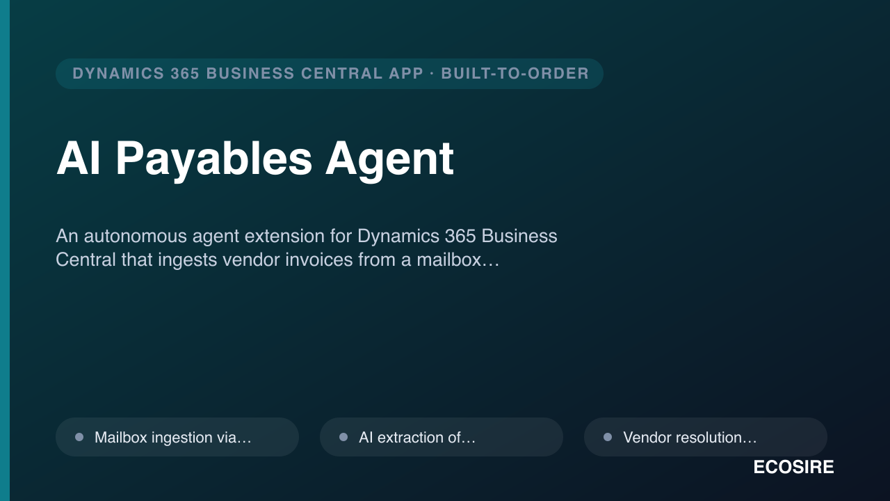 AI Payables Agent — SaaS Tools Module for Dynamics 365 Business Central