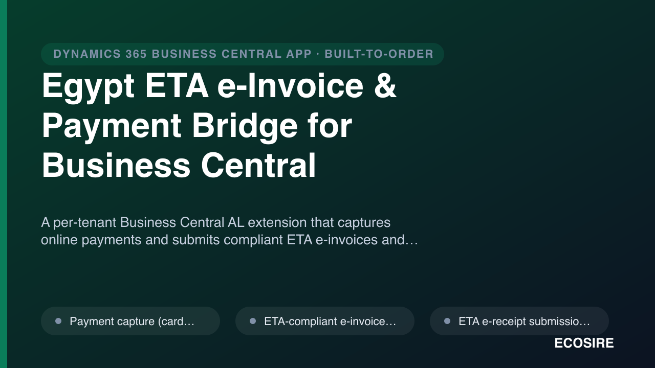 Eta Invoice Egypt ETA e-Invoice & Payment Bridge for Business Central — SaaS Tools ...