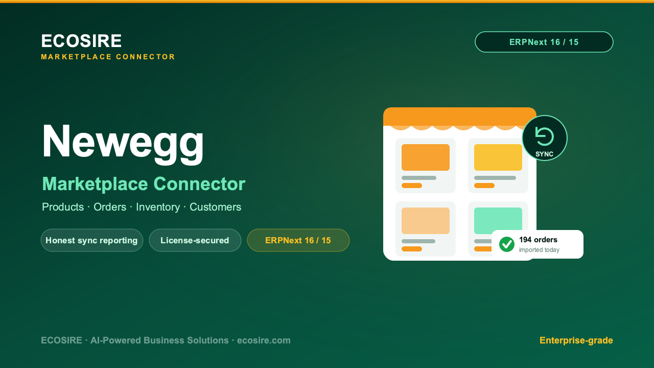 Newegg Store Management (ERPNext) — North America Marketplaces App for ...